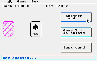 Blackjack atari screenshot